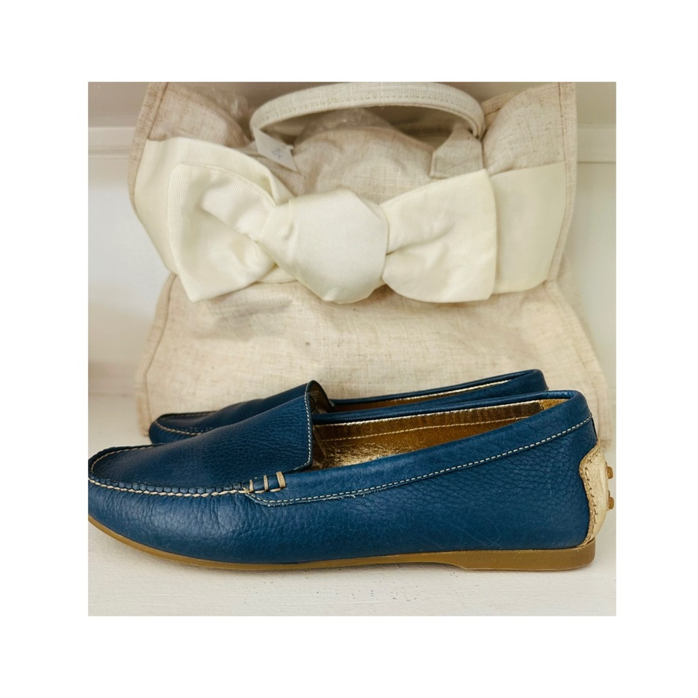 Peter Millar Women’s Blue Pebble Leather Driving‎ Moccasins size 9  Gorgeous! - Picture 4 of 7